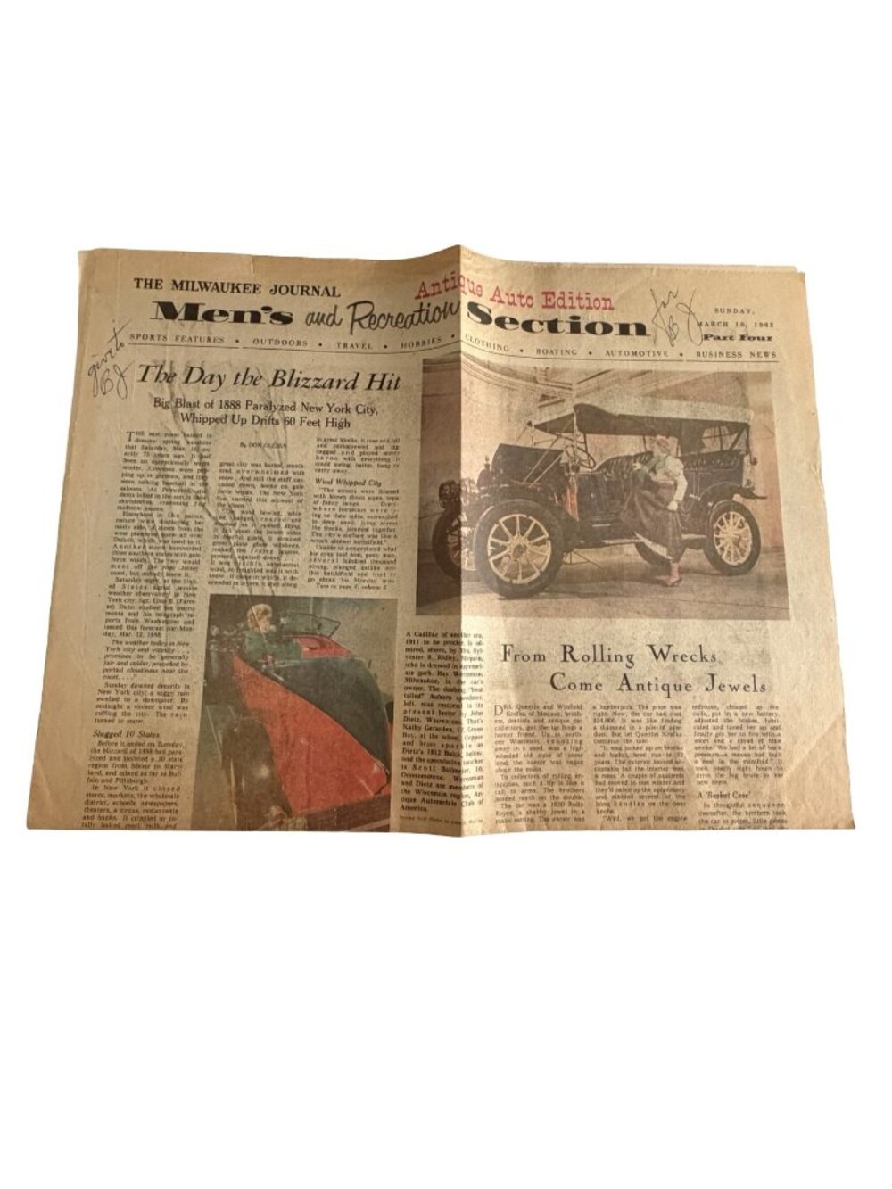 Vintage 1963 Milwaukee Journal Men's & Recreation Section – Antique Auto Edition